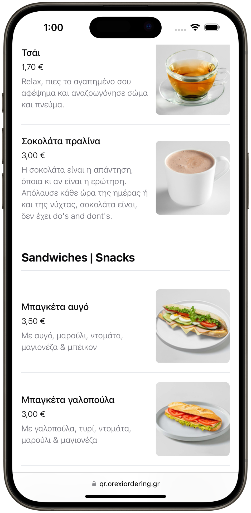 Κατάλογος προϊόντων με λεπτομερείς περιγραφές